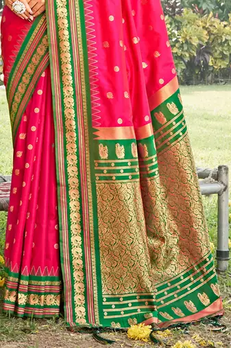 pink color soft silk blend woven work women's beautiful saree