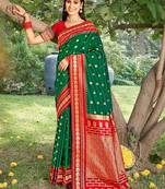 green color soft silk blend woven work women's beautiful saree