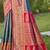 blue color banarasi silk blend woven weaving work saree
