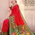 red color pochampally silk blend weaving work saree