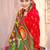 red color pochampally silk blend weaving work saree