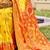 yellow color pochampally silk blend weaving work saree