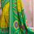 light green color pochampally silk blend weaving work saree