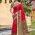 red color pochampally silk blend weaving work saree