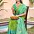 rama green color pochampally silk blend weaving work saree
