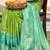 rama green color pochampally silk blend weaving work saree