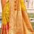 yellow color pochampally silk blend weaving work saree