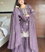 Lilac Chinon Kurta Palazzo set