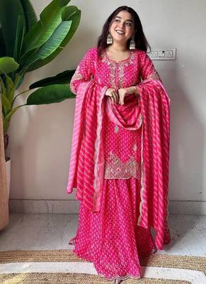 Rani Pink Kurta Palazzo Set 1