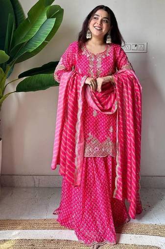 Rani Pink Kurta Palazzo Set