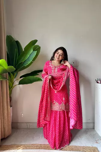 Rani Pink Kurta Palazzo Set