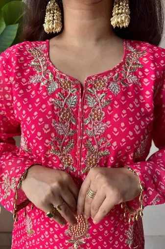 Rani Pink Kurta Palazzo Set