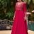 Pink Vichitra Embroidered Gown set