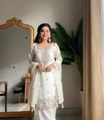 White Chinon Embroidered Salwaar Suit