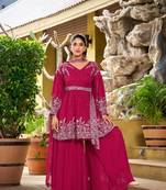 Pink Georgette Kurta Palazzo Set