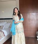 Chinon Sequins Embroidered Kurta Sharara set