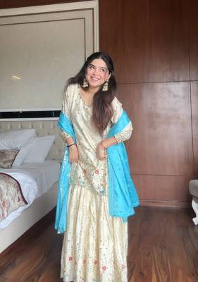 Chinon Sequins Embroidered Kurta Sharara set 2