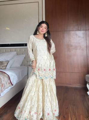 Chinon Sequins Embroidered Kurta Sharara set 3