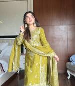 Chinon Sequins Embroidered Kurta Sharara set