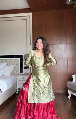 Satin Embroidered Kurta Sharara Set 2