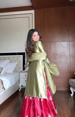 Satin Embroidered Kurta Sharara Set 3