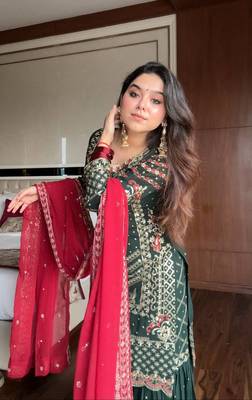Gulaabo Georgette Embroidered Kurta Sharara set 1