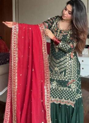 Gulaabo Georgette Embroidered Kurta Sharara set 2