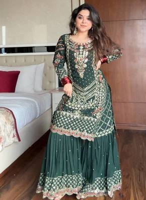 Gulaabo Georgette Embroidered Kurta Sharara set 3