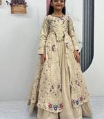 Beige silk anarkali with embroidery work  