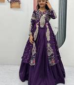 Purple silk anarkali with embroidery work  