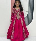 Rani pink silk anarkali with embroidery work  