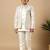 Boys ivory satin geometric diamond jaal embroidered sequined sherwani & trouser set with shrug