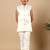 Boys ivory satin geometric diamond jaal embroidered sequined sherwani & trouser set with shrug