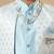 Boys sky blue cotton silk diamond buti sequined sherwani & trouser set with shrug and necklace