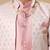 Boys pastel pink cotton silk diamond buti sequined sherwani & trouser set with shrug and necklace