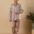 Boys taupe brown satin geometric diamond jaal embroidered sequined sherwani & trouser set with shrug