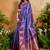 blue handloom weaving paper silk blend tradional wear saree