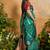 peacock green handloom weaving paper silk blend tradional wear saree