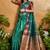peacock green handloom weaving paper silk blend tradional wear saree