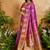 pink handloom weaving paper silk blend tradional wear saree