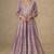 Lavendar embroidery and sequines work chinnon silk palazzo anarkali suit- full stitched free size