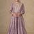 Lavendar embroidery and sequines work chinnon silk palazzo anarkali suit- full stitched free size