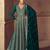 Teal blue zari embroidery  sequins & beads chinnon dupatta gown- full stitched free size