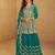 Turquoise blue zari embroidery  mirror & sequins chinnon silk  lehenga anarkali suit- full stitched free size