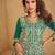 Turquoise blue zari embroidery  mirror & sequins chinnon silk  lehenga anarkali suit- full stitched free size