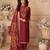 Maroon hand work embroidery  sequins viscose patiala straight suit- full stitched free size