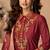 Maroon hand work embroidery  sequins viscose patiala straight suit- full stitched free size