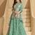 Sea green embroidery  sequins & stone georgette  lehenga straight suit- full stitched free size