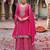 Pink embroidery & sequins chinnon palazzo straight suit- full stitched free size