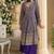 Purple thread embroidery  sequins & stone  georgette  palazzo anarkali suit- full stitched free size